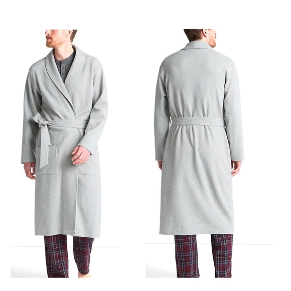 Lands' End Textured Waffle Knit Lounge Bath Robe Sz: L Gray Full-Length Pockets - Picture 6 of 6